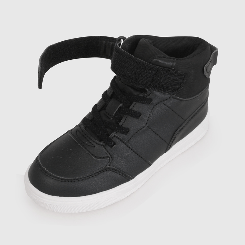 Zapatilla Urbanas Unisex de Caña Alta Negra Talla 28 al 38 con Velcro