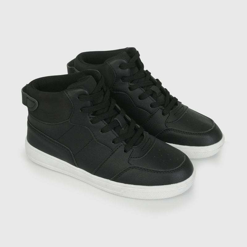 Zapatilla Urbanas Unisex de Caña Alta Negra Talla 34 al 38 con Velcro
