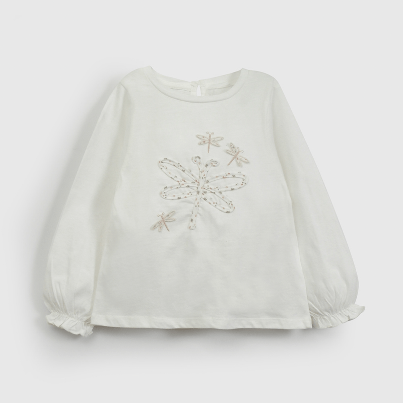 Polera Blanca Mariposa de Niña Infantil talla 3/6 M a 24m/36 M