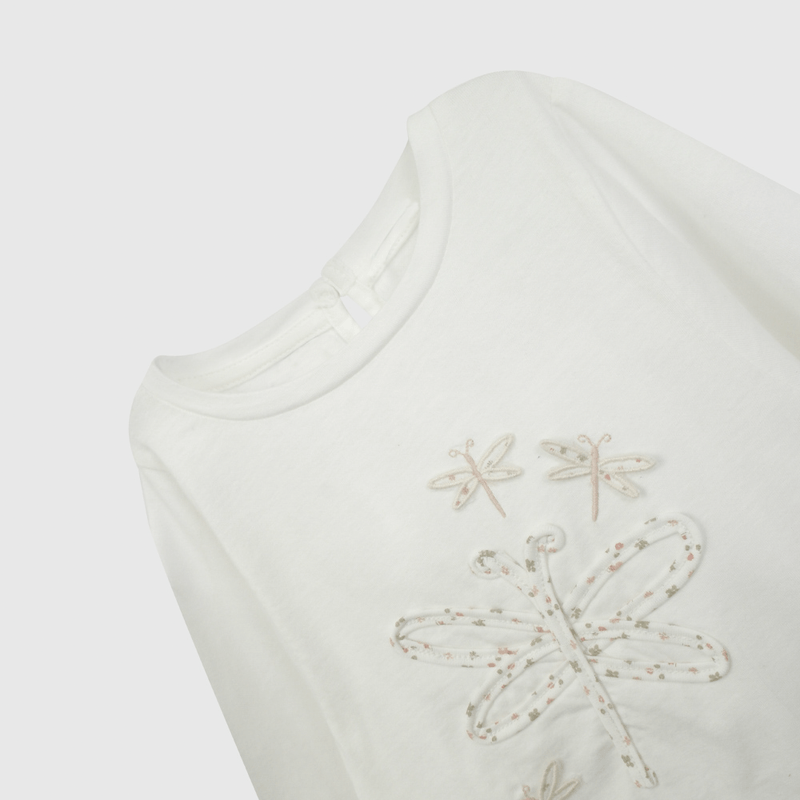 Polera Blanca Mariposa de Niña Infantil talla 3/6 M a 24m/36 M