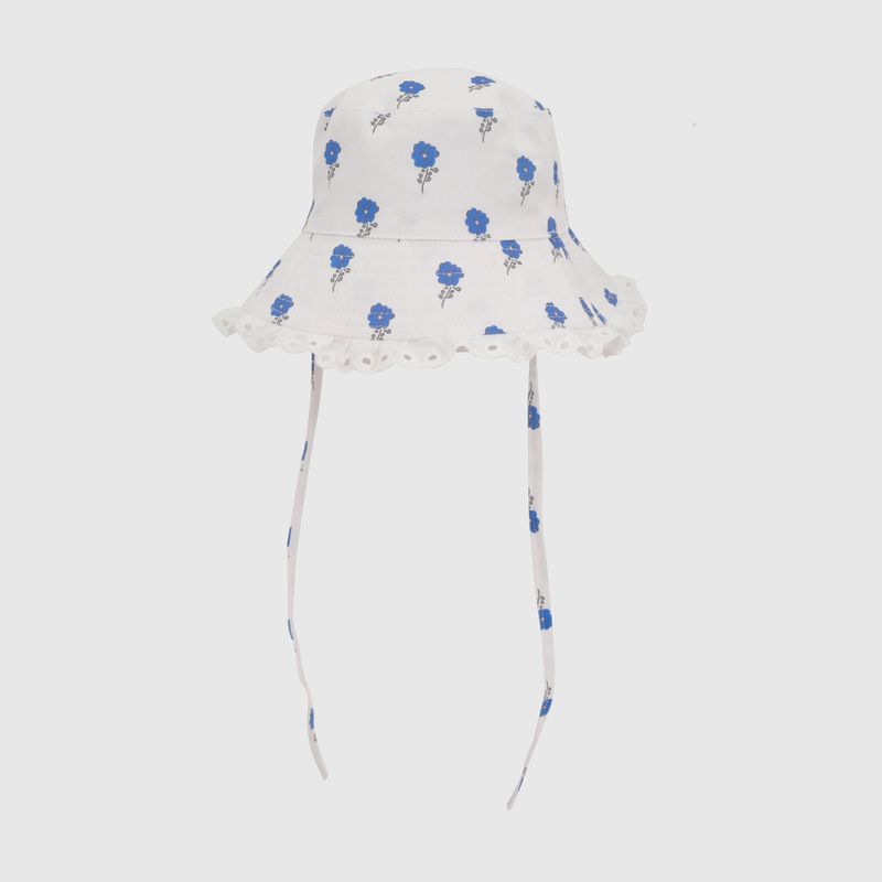 Sombrero Blanco Flores de Niña Infantil talla 3/6 M a 12/24M