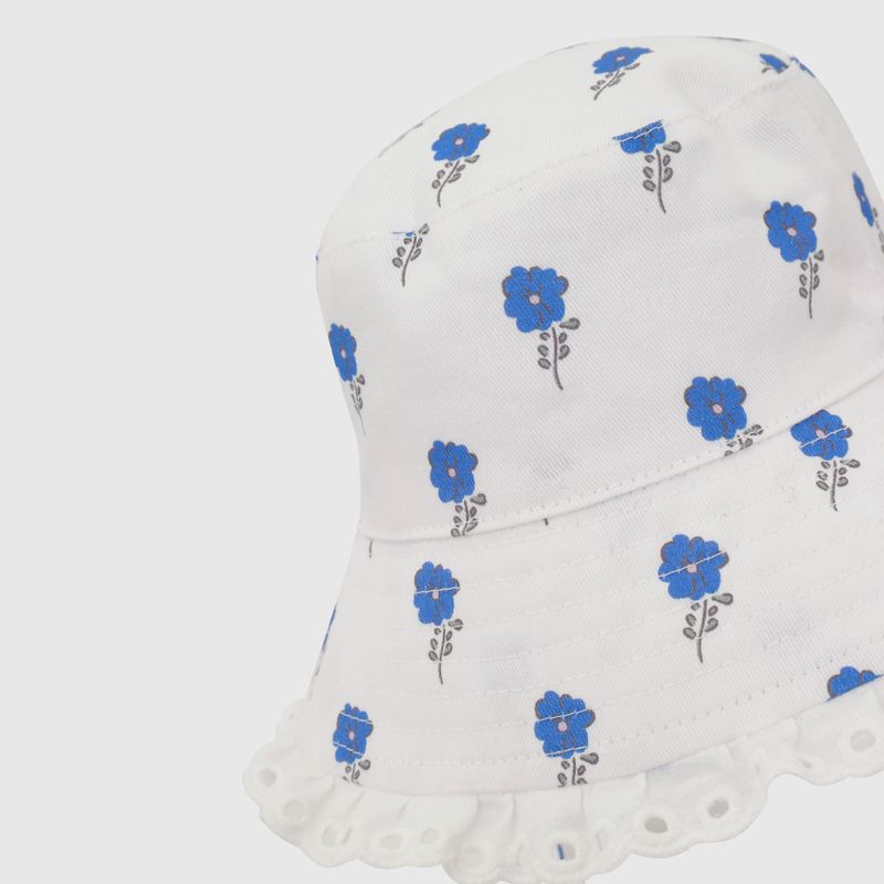 Sombrero Blanco Flores de Niña Infantil talla 3/6 M a 12/24M