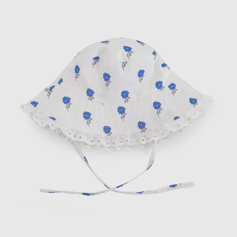Sombrero Blanco Flores de Niña Infantil talla 3/6 M a 12/24M