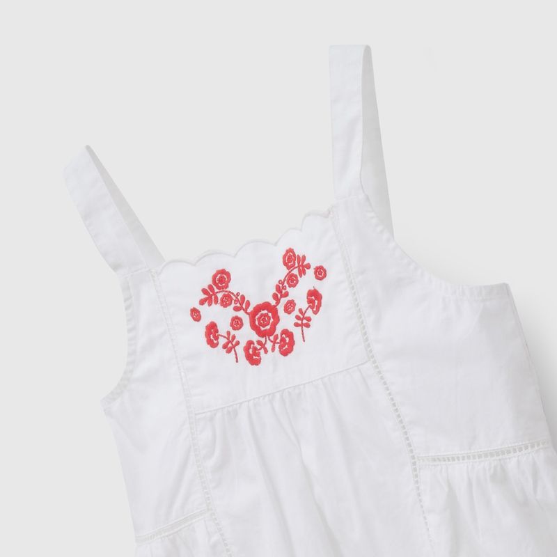 Blusa Flores Blanca Bordada de Niña talla 3 a 12 añoss