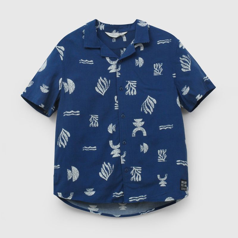Camisa Azul Estampada de Niño talla 3 a 12 añoss