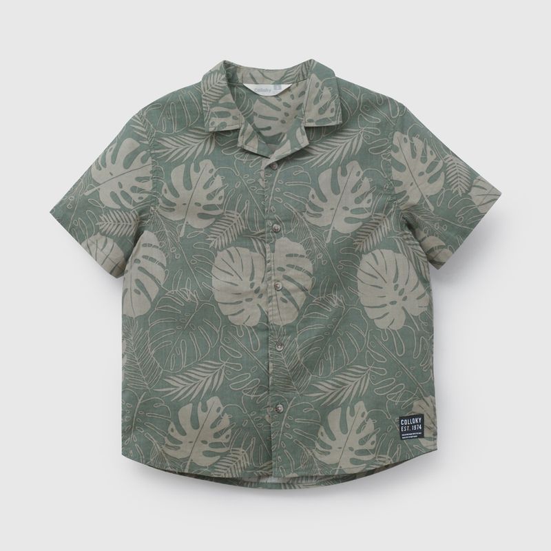 Camisa Verde Estampada de Niño talla 3 a 12 añoss