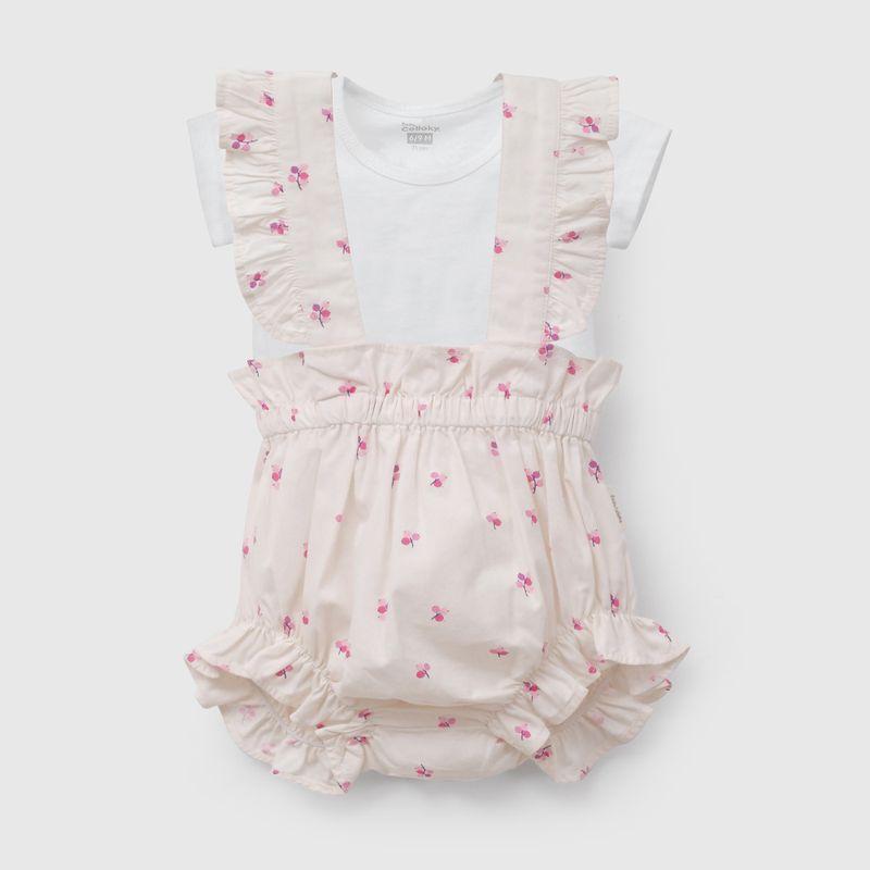 Conjunto Blanco Flores de Bebé de New born talla 0/3 M a 09/12M