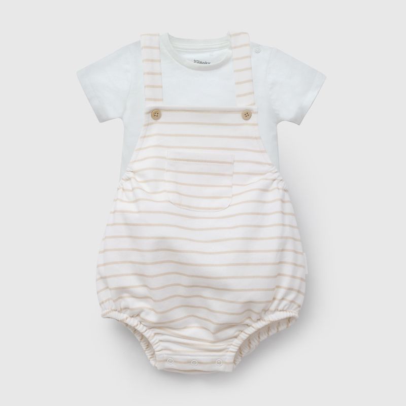 Conjunto Blanco Rayado Unisex de Bebé de New born talla RN a 6/9 M