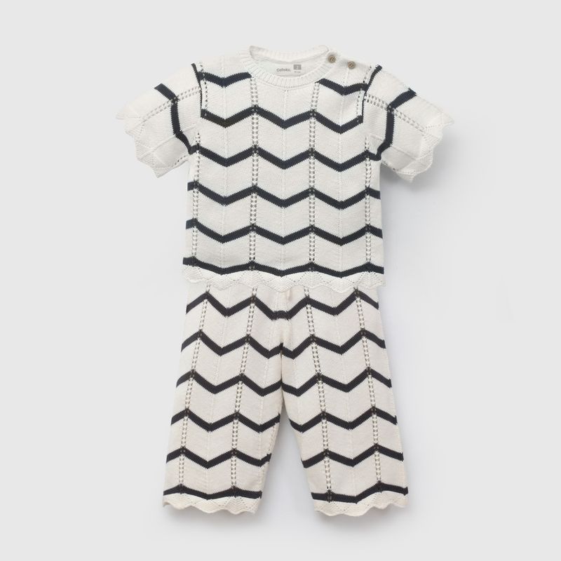 Conjunto Rayas Beige Lana de Niña Infantil talla 3/6 M a 24m/36 M