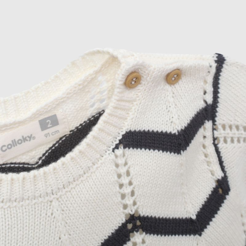 Conjunto Rayas Beige Lana de Niña Infantil talla 3/6 M a 24m/36 M
