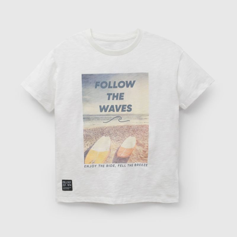 Polera Blanca Surf de Niño talla 3 a 12 añoss