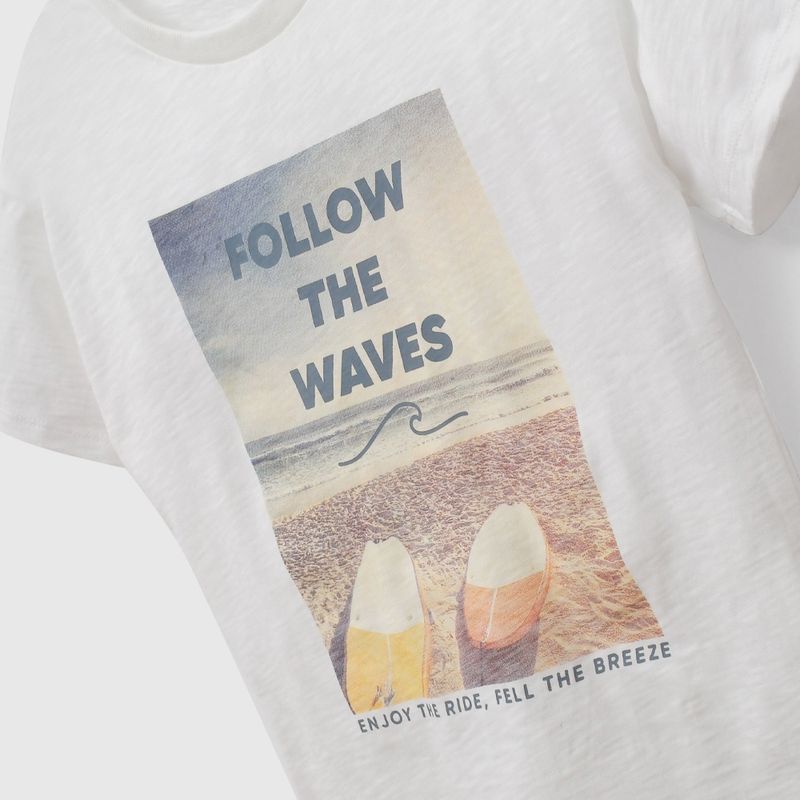 Polera Blanca Surf de Niño talla 3 a 12 añoss