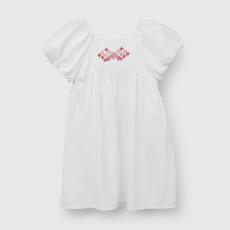 Vestido Blanco Manga Globo de Niña talla 3 a 12 añoss