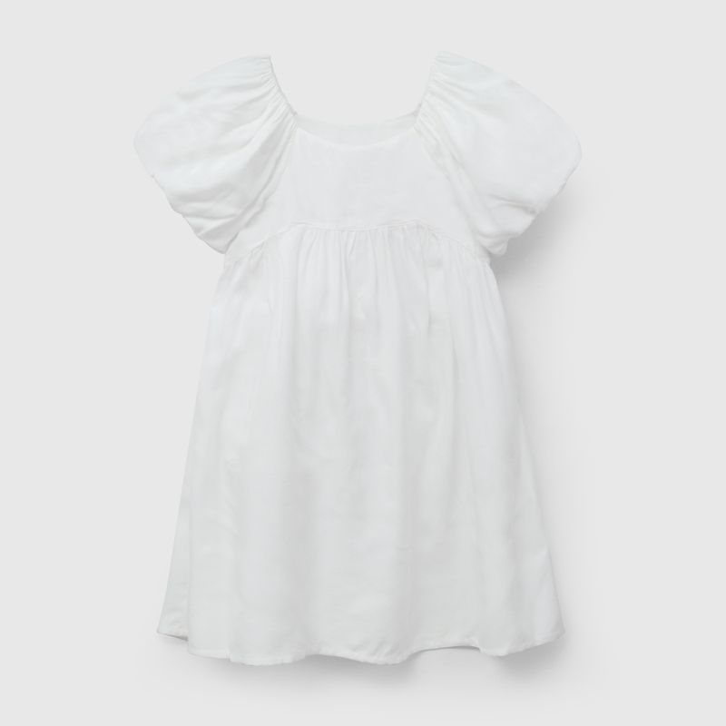 Vestido Blanco Manga Globo de Niña talla 3 a 12 añoss