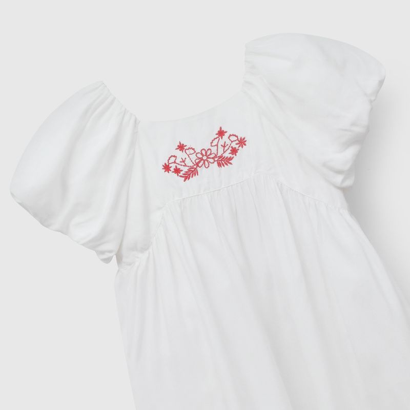 Vestido Blanco Manga Globo de Niña talla 3 a 12 añoss