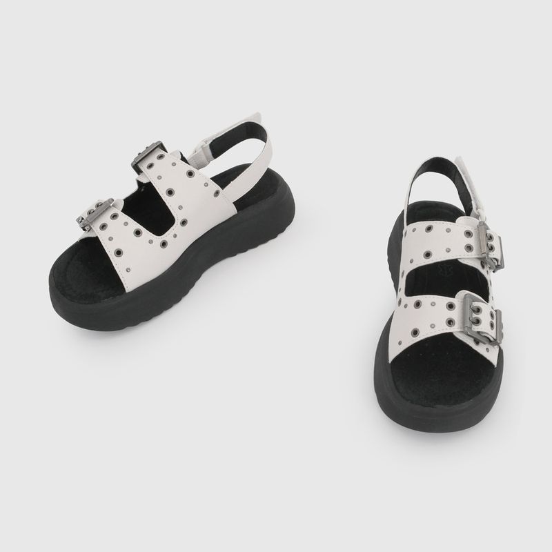Sandalia Blanca con Plataforma y Tachas de Niño talla 28 a 38