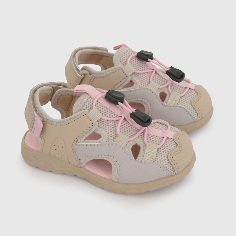 Sandalia Outdoor de niña para Caminante Beige con Velcro Talla 21 al 27