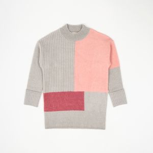 Sweater de niña con bloques gris (2 a 12 años)