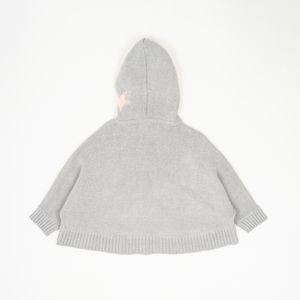 Sweater de niña estilo poncho gris (3 a 12 meses)