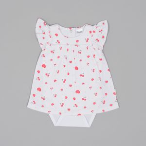 Vestido de bebe niña cerezas blanco (RN a 6 meses)