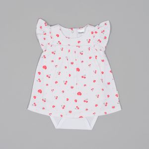 Vestido de bebe niña cerezas blanco (RN a 6 meses)