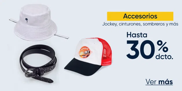 Accesorios: Jockey, cinturones, sombreros y más hasta 30% DCTO